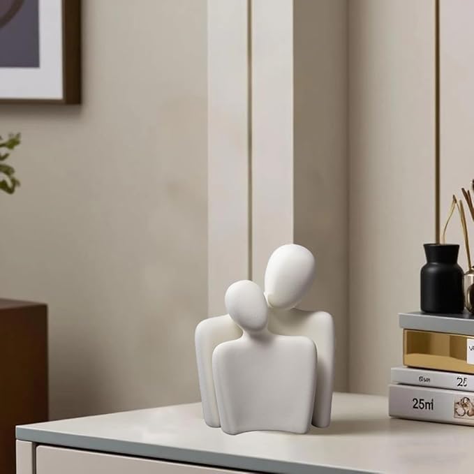 Ceramic Couple Statue Modern Shelf Decor Knick Knacks for Shelves, Valentine's Day Wedding Gifts, Home Decor for Living Room, Bedroom, Bookshelf & TV Stand (XL)