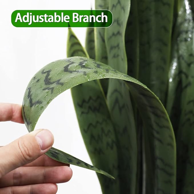 35" Lifelike Faux Snake Plant, Realistic Artificial Plants with 28 Thick PEVA Leaves, Indoor/Outdoor UV-Proof Greenery Decor, Patio, Office & Home Decor, Includes Black Pot & Preserved Moss