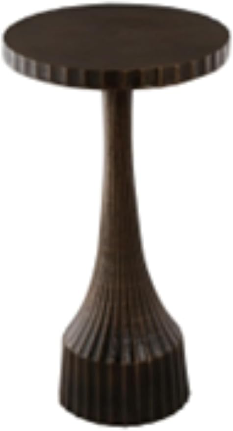 OBJET D'ART Small Round Gold End Table, Leah, 22" Height, Vintage Metal Accent, Side, Pedestal, Coctail and Drink Tables for Living Room and Small Spaces