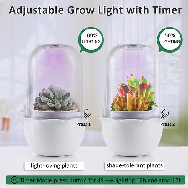Smart Venus Fly Trap Terrarium Pot with Timer&Fan, Carnivorous Plant Pot with Grow Light, Plant Terrarium Kit for Butterwort, Christmas Birthday Gifts for Women Garden Lover (No Plant)