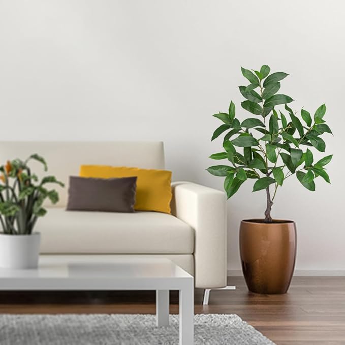 Briful Fake Plants 36.6'' Tall Artificial Plants Indoor Decor, Faux Bay Laurel Trees in Black Pot, Floor Plant Houseplant for Home Farmhouse Outdoor Patio Porch Decorations
