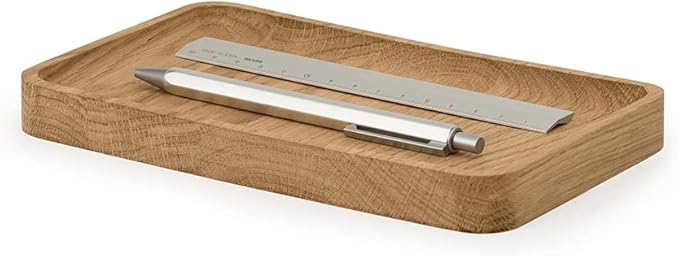 Oakywood Handcrafted Wooden Catchall Tray - Wooden Desk Organiser - Made in The EU - Natural Wood Desktop Storage - Customizable in 3 Sizes - Natural Oak - 20x12 cm (7.9"x4.7")