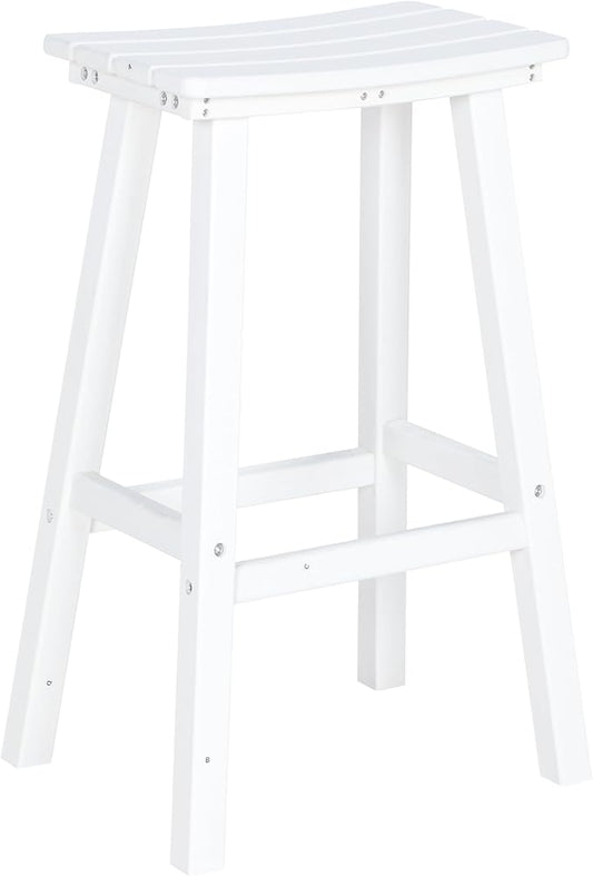 nalone 29 Inch Outdoor Bar Stool, HDPE Bar Chairs with Footrest, Weather Resistant Waterproof Bar Stools Outside Bar Height Stools for Bar, Kitchen Counter, Yard, Balcony(White, 29'' Barstools)