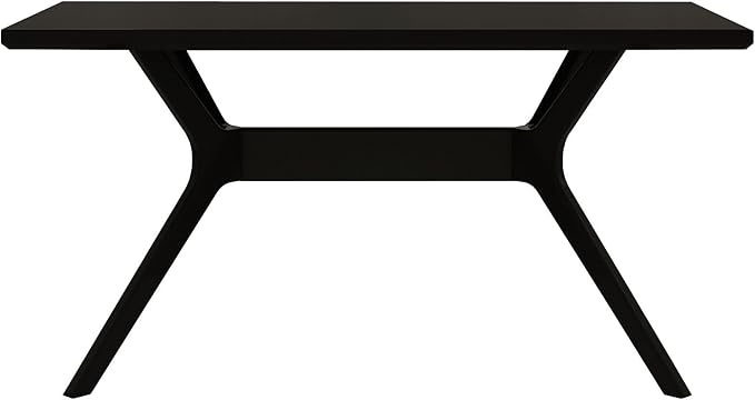 Plank+Beam Verso Rectangular Dining Table, 60 Inch Solid Wood Kitchen Table, Minimalist Table for Dining Room, Black