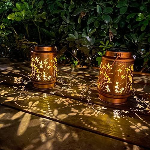 Christmas Gifts for Women, 2 Pack Dragonfly Birthday Gifts for Women Mom Grandma Solar Lanterns Outdoor Waterproof Garden Decor Hanging LED Decorative Light for Patio Yard Lawn Gardening Gifts