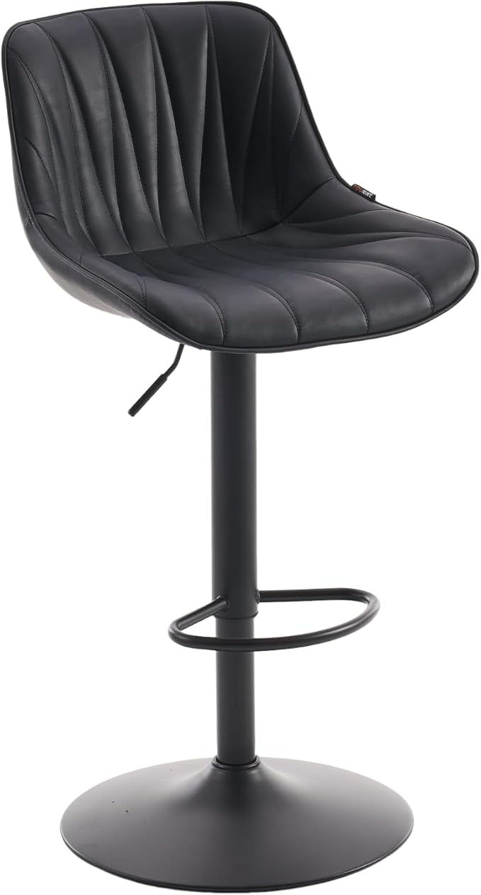 YOUNIKE Bar Stools Set of 2 for Kitchen Island, Black Swivel Tall Bar Stools, Adjustable Barstools with Back, Faux Leather Padded Stools, Modern Counter Height Bar Chairs with 300LBS Support