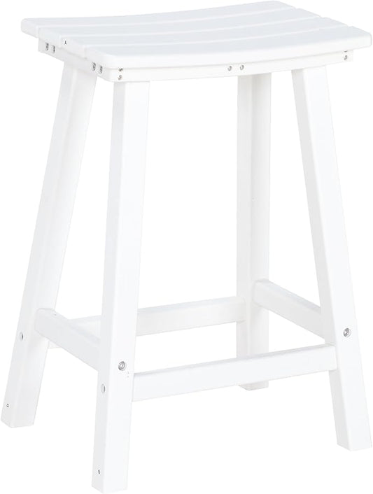 nalone 24 Inch Outdoor Bar Stool, HDPE Bar Chairs with Footrest, Weather Resistant Waterproof Bar Stools Outside Bar Height Stools for Bar, Kitchen Counter, Yard, Balcony(White, 24'' Barstools)