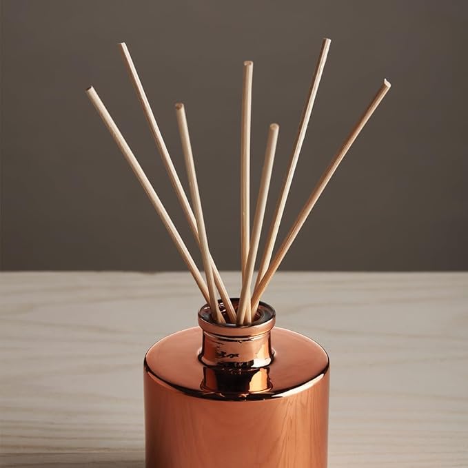 Thymes Petite Oil Reed Diffuser Set – Includes Reed Diffuser Sticks, Fragrance Oil, & Glass Bottle – Luxury Home Decor – Fall Decor – Fall Scents – Rose Gold (Simmered Cider, 4 fl oz)