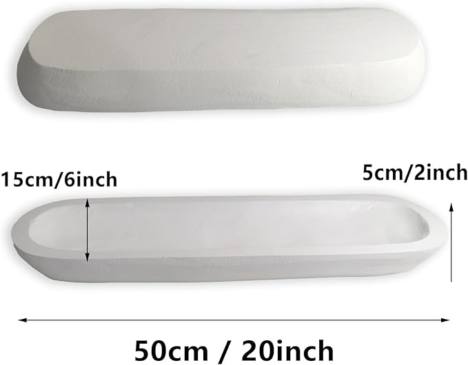 Wooden Dough Bowl Decor, Vintage Wooden Bowl Hand Carved Home Decor for Dining Table Center, Living Room, Kitchen Decor. (20inch white)