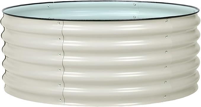 Aoodor 17" Tall 42" Metal Raised Garden Bed, Outdoor Planter Box and Raised Garden Kit for Vegetables, Flowers, Tomatoes Carrots and Herbs, Beige