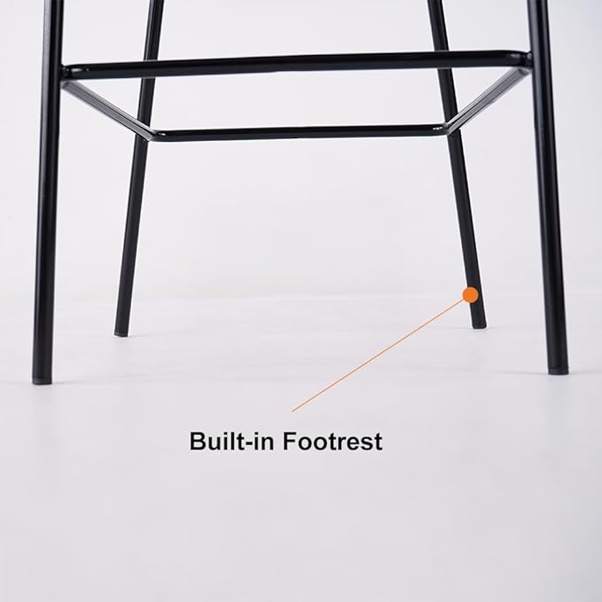 homary Barstools Modern PU Leather Bar Stools with Back and Footrest Waterproof Upholstered Breakfast Chairs for Kitchen Island or Counter (Orange,1 Chair, 41.3" H)