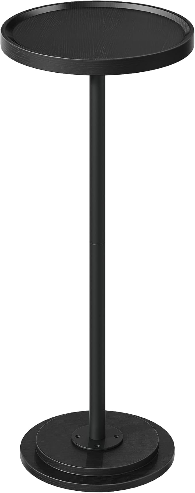 Small Round Side Table, Drink Table for Small Spaces, Pedestal Cocktail Table, Thickened Base, for Living Room, Bedroom, Office, Black TBZ30BB