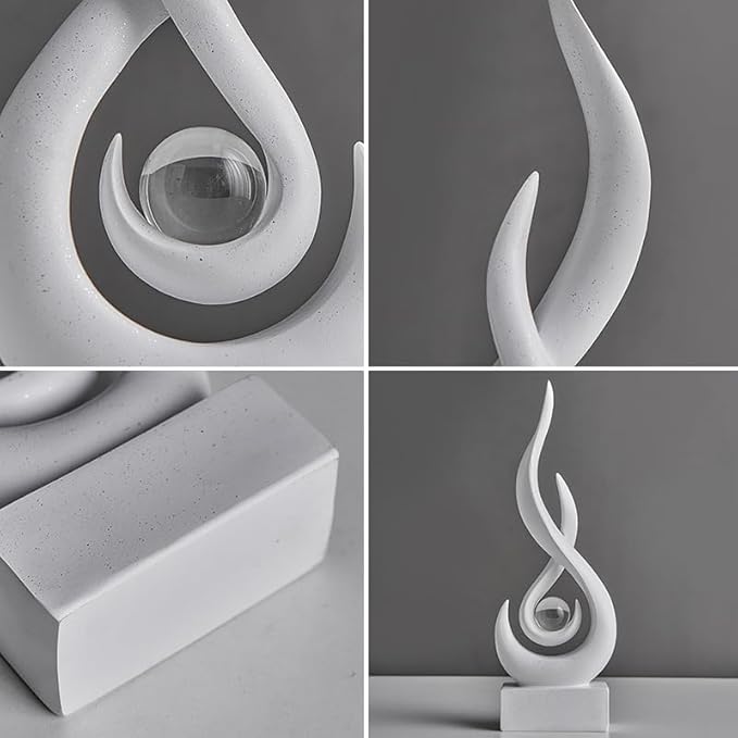 Modern Abstract Art Table Decoration - Ceramic Statue Modern White Ornaments for Living Room Great Gift Idea Home Décor 5 * 2.5 * 10.5 inch Gift Box Included (Sandstone)