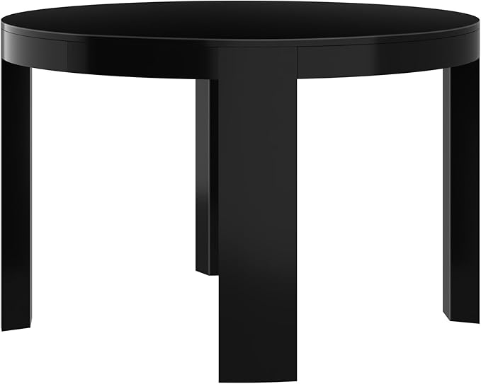 Plank+Beam Contour Round Dining Table, 47 Inch Kitchen Table, Solid Wood Dinner Table, Kitchen Dinette Table, Black