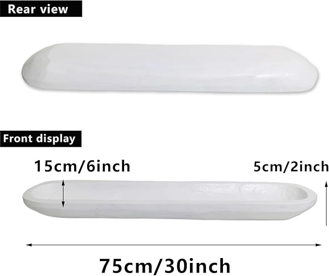 Wooden Dough Bowl Decor, Vintage Wooden Bowl Hand Carved Home Decor for Dining Table Center, Living Room, Kitchen Decor. (30inch white)