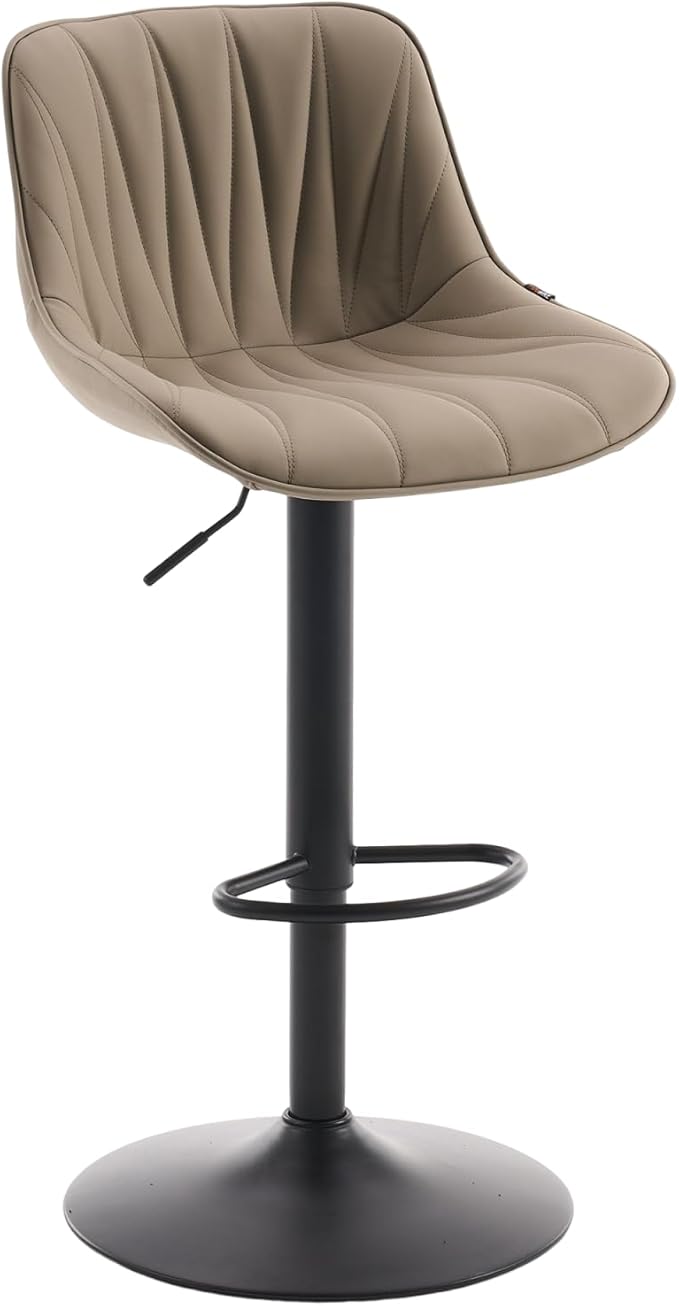 YOUNIKE Bar Stools Set of 2 for Kitchen Island, Khaki Swivel Tall Barstools, Adjustable Bar Stool with Back, Faux Leather Padded Bar Chairs, Modern Counter Height Stools with 300LBS Support