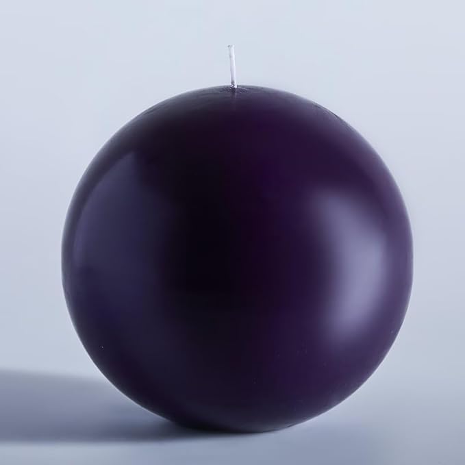 MOZEAL Hand-Poured, 6 Inch Dark Purple Large Round Ball Candles - Elegant Dark Purple Round Pillar Candles, Dripless, Unscented, Smokeless, Ideal for Luxury Events.