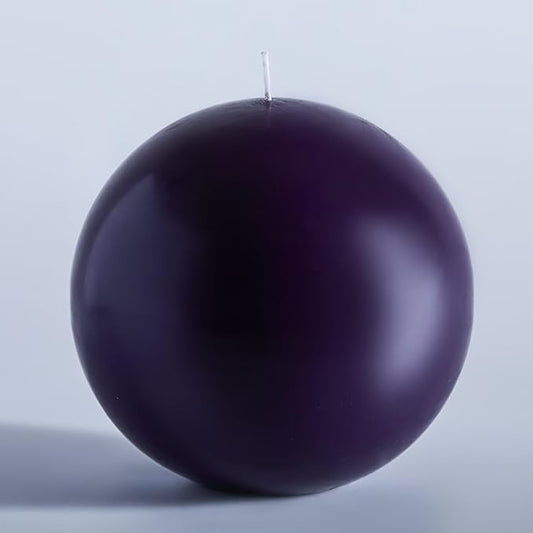 MOZEAL Hand-Poured, 6 Inch Dark Purple Large Round Ball Candles - Elegant Dark Purple Round Pillar Candles, Dripless, Unscented, Smokeless, Ideal for Luxury Events.