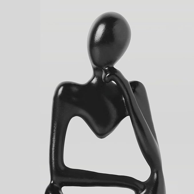 BrownLove 3pcs Decor Blcak Thinker Statue Abstract Art Sculpture，Resin Collectible Figurines for Home Living Room Office Shelf Decoration