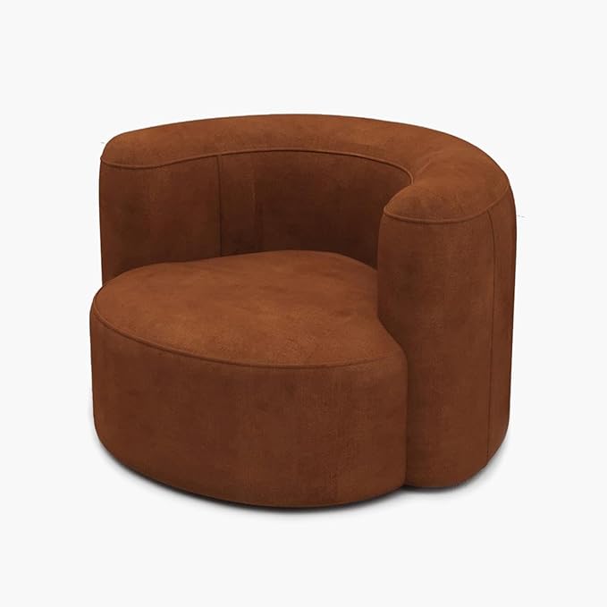 Acanva Luxury Modern Tight Curved Back Velvet Sofa, Minimalist Style Comfy Couch for Living Room Apartment Reception Space, Tangerine Single Chair