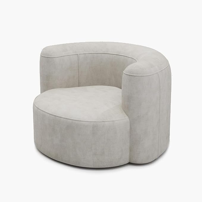 Acanva Luxury Modern Tight Curved Back Velvet Sofa, Minimalist Style Comfy Couch for Living Room Apartment Reception Space, Cream Single Chair