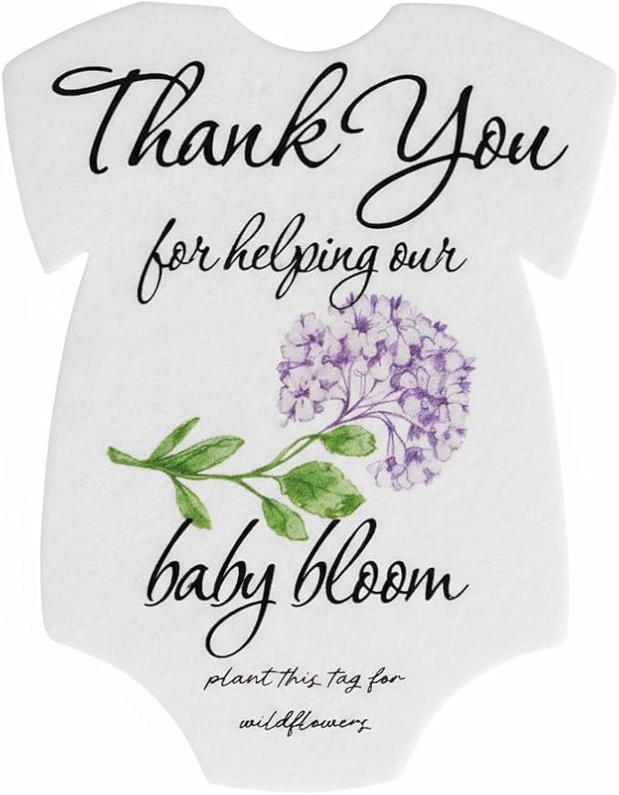 Plantable Onesie Seed Paper – 15 Hydrangea Baby Shower Favors for Guests with Wildflower Seeds, Baby Shower Gifts for Guest