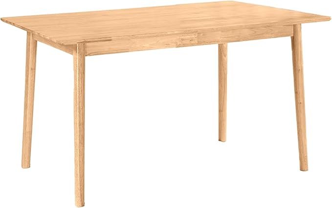 DELAVIN 59" Large Solid Wood Dining Table for 4-6 People, Mid Century Modern Oak Dining Room Table, Farmhouse Rectangular Kitchen Table for Dining Room, Living Room, Easy Assembly, Natural