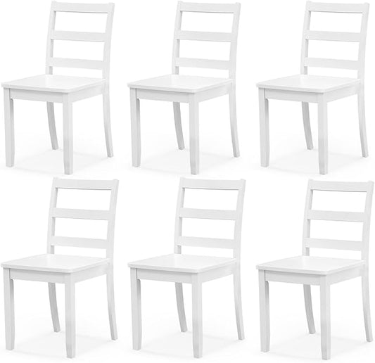 NAFORT Wooden Dining Chairs Set of 6, High Ladder Back Kitchen Side Chair with Solid Rubber Wood Legs, Max Load of 400 Lbs, Modern Restaurant Chairs for Kitchen and Dining, Home Workspace