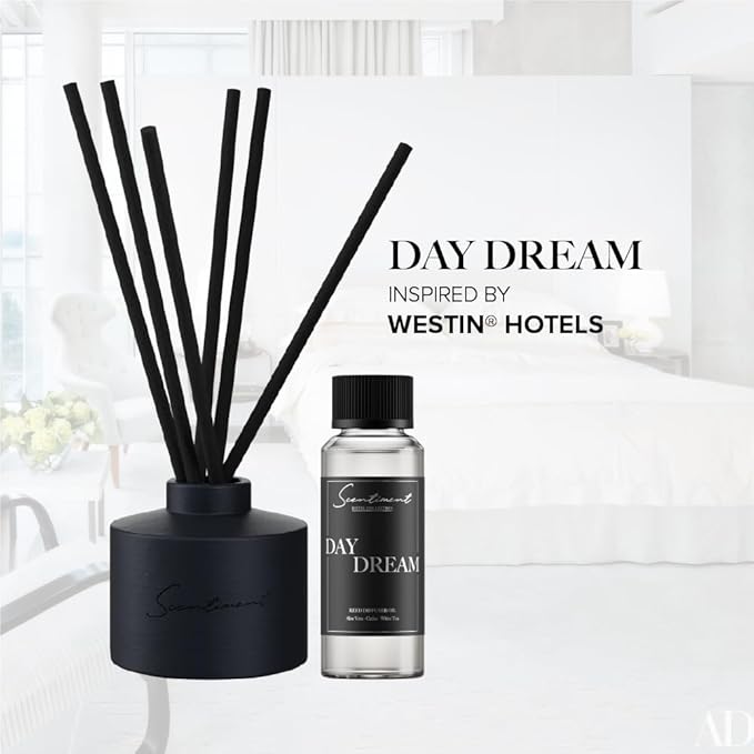 Day Dream Reed Diffuser - Black Ceramic | 100ml | Long-Lasting Home Fragrance | Includes Reed Sticks & 120ml Day Dream Reed Diffuser Oil