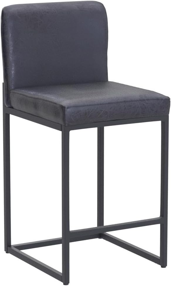 ALPHA HOME Counter Height Bar Stools, 24” Kitchen Counter Stools Set of 4, Pu Leather Kitchen Modern Bar Chairs with Back&Footrest, Sturdy Chromed Metal Steel Frame, Black