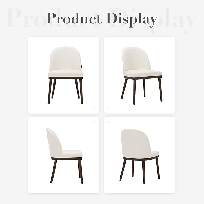 Upholstered Dining Chairs Set of 6, Large Dining Room Kitchen Chairs with High Back and Deep Seat, Modern Fabric Dinner Chairs with Wood Legs, Beige