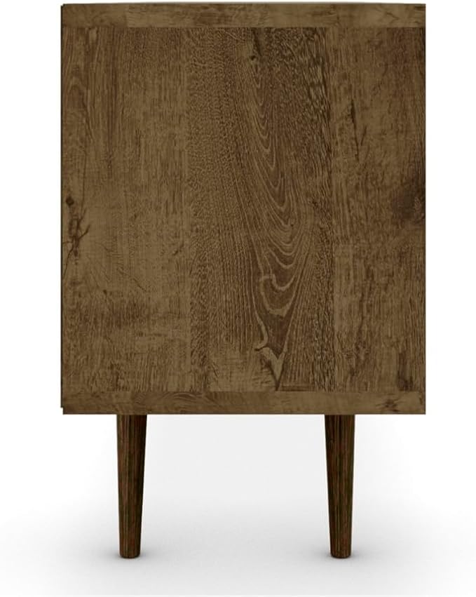 Manhattan Comfort Liberty Mid Century Modern TV Stand for Televisions up to 65 Inches, Bedroom and Living Room Entertainment Center with Storage, Shelves, and Cabinet, 71" Wide, Rustic Brown/Yellow