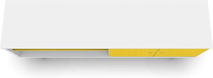 Manhattan Comfort Liberty Mid Century Modern TV Stand for Televisions up to 60 Inches, Bedroom and Living Room Entertainment Center with Storage, Shelves, and Cabinet, 63" Wide, White/Yellow