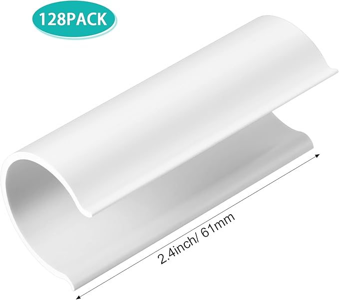 128 Pieces Clamp for PVC Pipe Greenhouses, Row Covers, Shelters, Bird Protection, 2.4 Inches Long (White, For 1 Inch PVC Pipe)