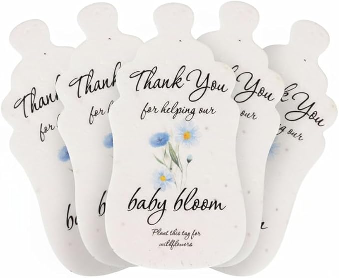 Plantable Bottle Shaped Seed Paper – 5 Blue Baby Shower Favors for Guests with Wildflower Seeds, Baby Shower Gifts for Guest