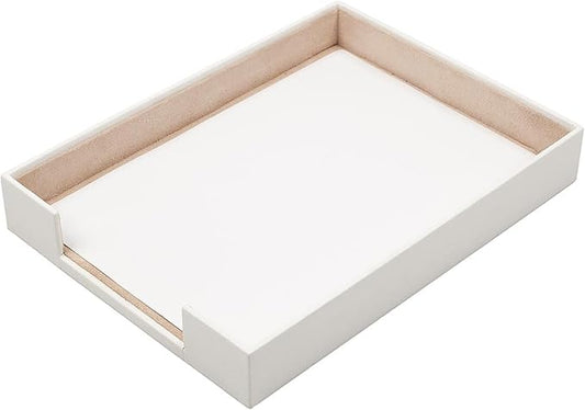 MOOGCO Leather Document Tray - Desk Organizer-Office Accessories - Desk Accessories-Office Supplies - Office Organizer - Office Gifts (White)