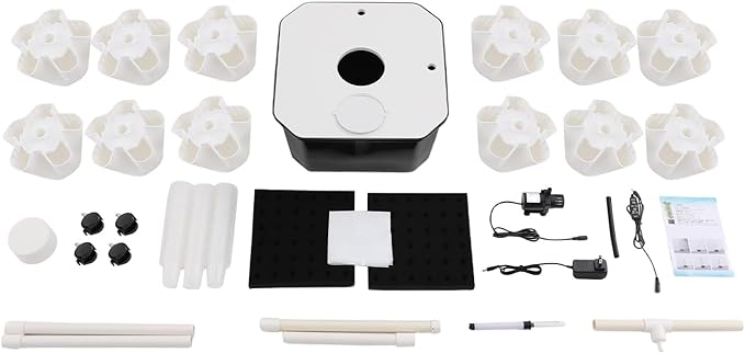 12-Tier Hydroponic Growing Tower, 60-Plant Indoor Gardening System w/Automatic Water Circulation, Vertical Aeroponic Tower Garden for Herbs, Vegetables, Fruits (White, 60-Plants)