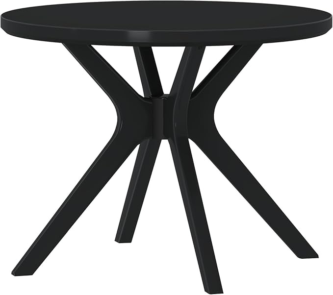 Plank+Beam Verso Round Dining Table, 38 Inch Solid Wood Kitchen & Dining Room Table, Kitchen Dinner Table, Black