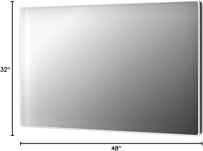 ISKM Bathroom Vanity Mirror for Wall Silver, 48 x 32 Inch Rectangular Wall Mirror with Aluminum Alloy Frame Shatter Proof, Anti-Rust (Horizontal/Vertical)