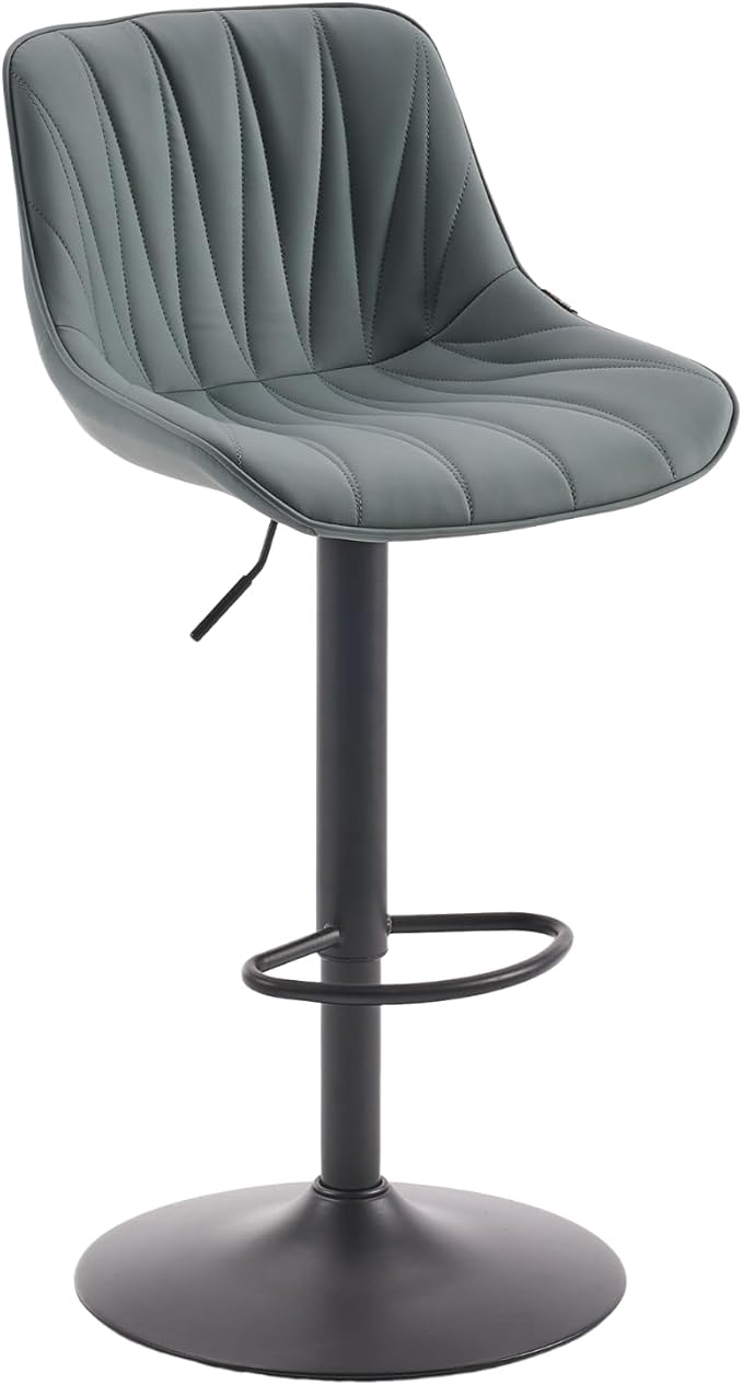 YOUNIKE Bar Stools Set of 2 for Kitchen Island, Greyblue Swivel Tall Barstools, Adjustable Bar Stool with Back, Leather Padded Bar Chairs, Modern Counter Height Stools with 300LBS Support