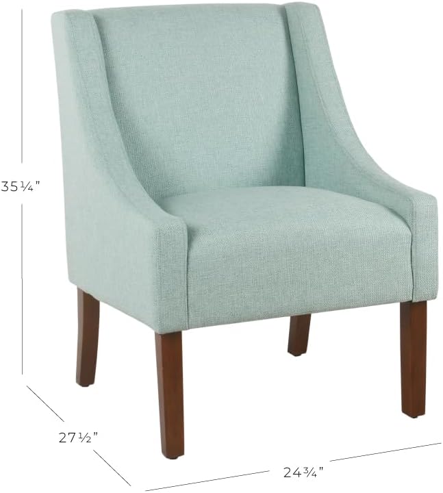 Homepop Home Decor | Upholstered Classic Swoop Arm Accent Chair | Accent Chairs for Living Room & Bedroom | Decorative Home Furniture, Aqua