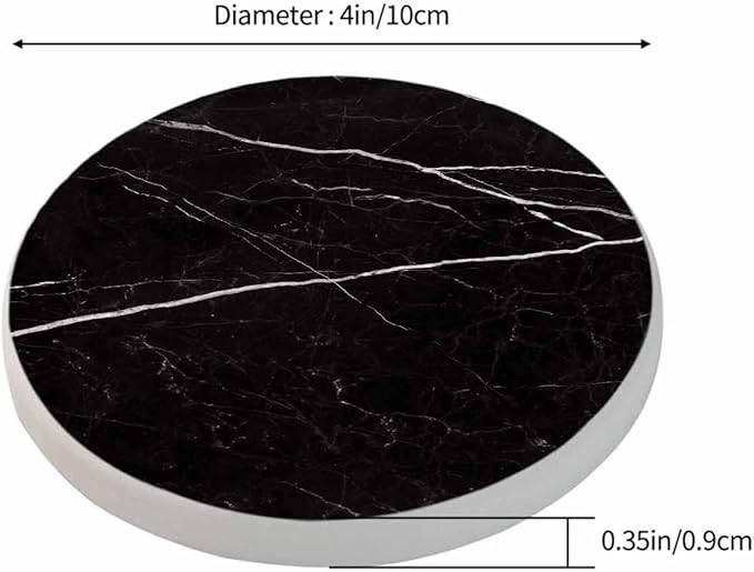 Black Marble Design with White Vein Coasters for Coffee Table Luxury Tile White Marble Line Housewarming Presents for Women Men Home Decor Office Kitchen Living Room 2 Pcs