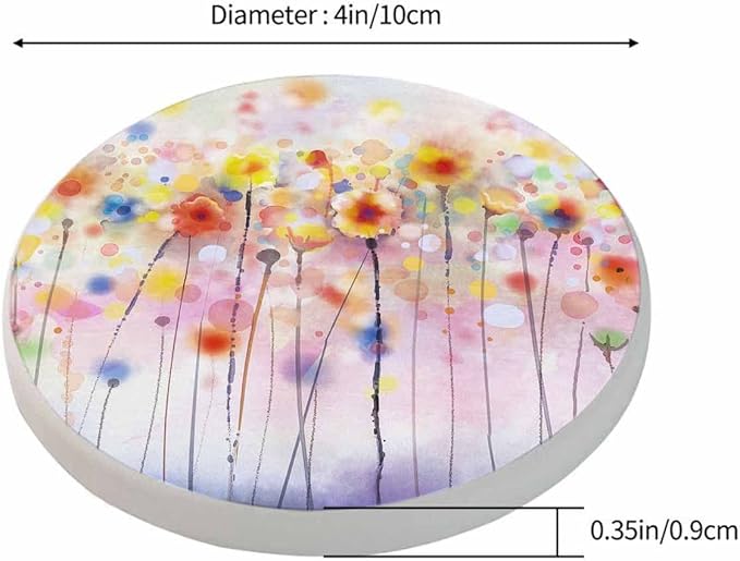 Watercolor Floral Coasters for Drinks Office Coffee Table Spring Flowers Soft Color Purple Pink Poppy Bloom Living Room Decor Set of 2 for Cold Drinks Wine Mugs and Cups 4 Inch