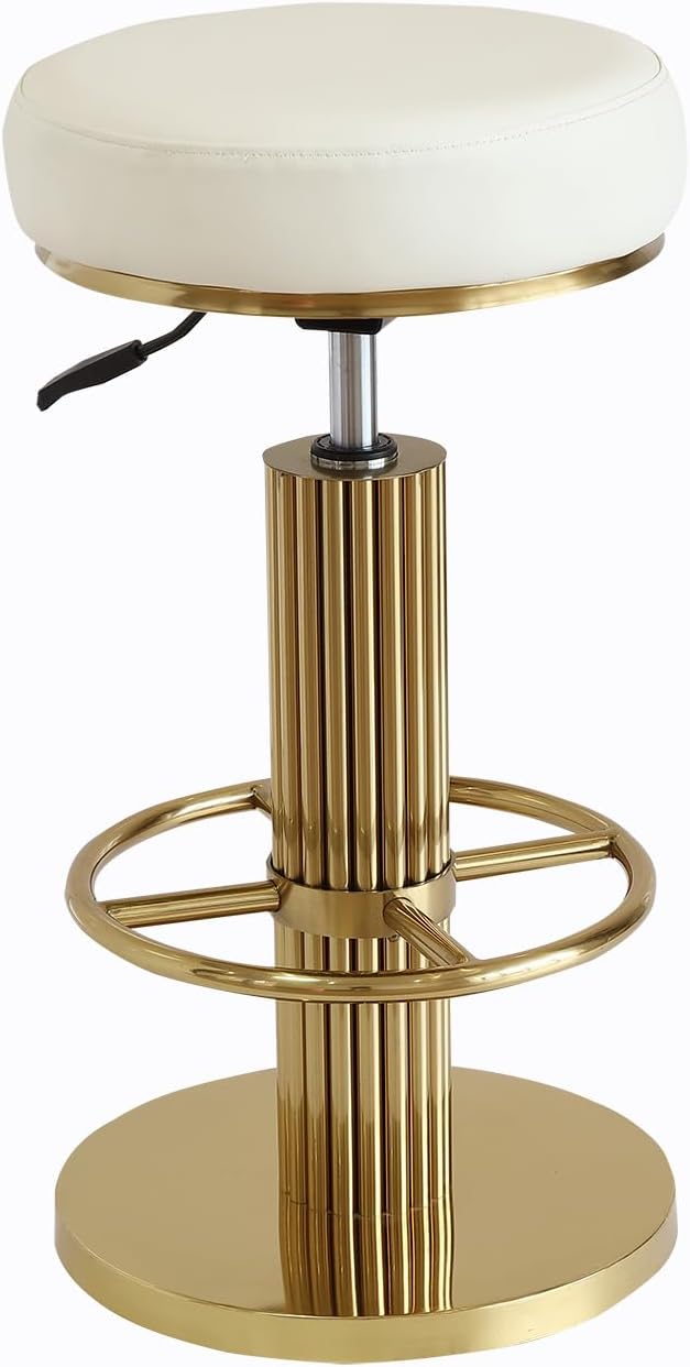 FUNROLUX Bar Stools Counter Height Bar Stools Modern Adjustable Swivel Counter Height Chairs Backless Counter Stools with Metal Legs for Kitchen Island Dining Room (White)