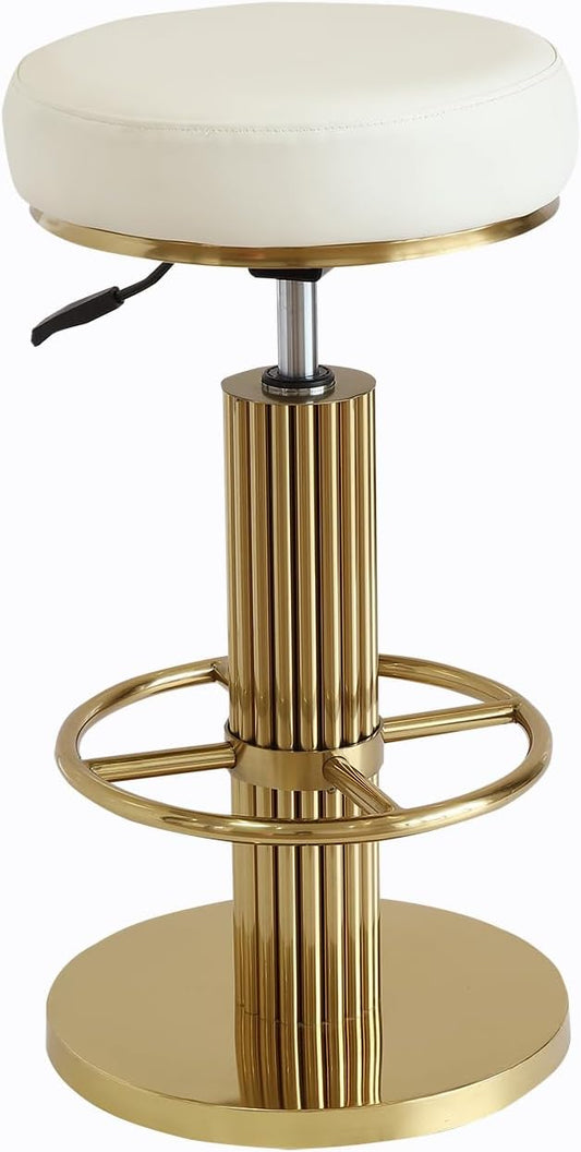 FUNROLUX Bar Stools Counter Height Bar Stools Modern Adjustable Swivel Counter Height Chairs Backless Counter Stools with Metal Legs for Kitchen Island Dining Room (White)