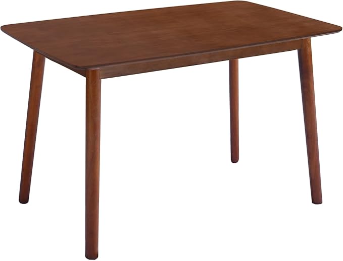 DELAVIN 47.2" Solid Wood Dining Table, Mid Century Modern Wooden Kitchen Table, Farmhouse Dining Room Table, Easy Assembly, Walnut, 47.2" L x 29.5" W