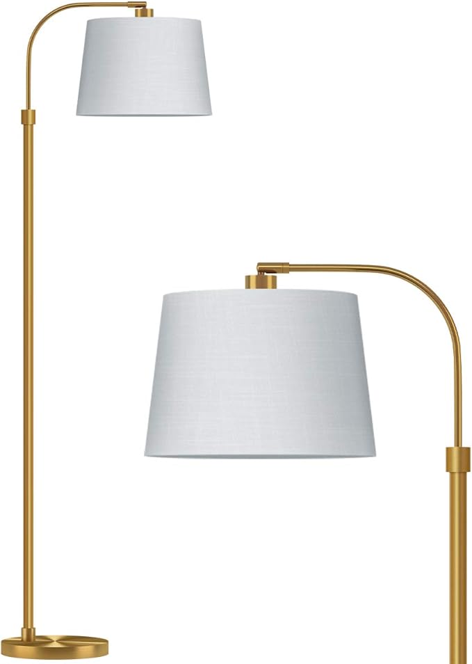 Oneach 62" Gold Floor Lamp for Living Rooms Tall Arc Standing Lamps for Bedrooms Industrial Corner Nursery Girls Kid Vintage Mid-Century Modern Reading Light Office Antique Brass Shade Lantern