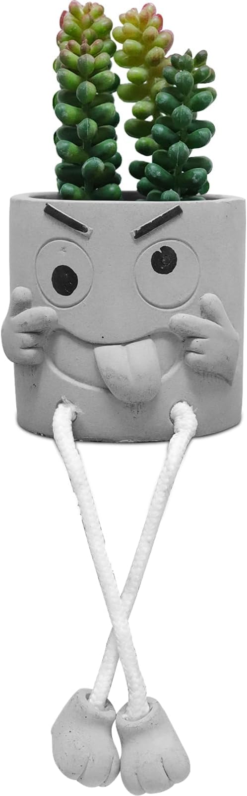 Zerzsy Artificialplant Succulents in Cement Pots with Hanging Leg, Kitchen Shelf Decor, Bathroom Shelf Decoraion, Home Sheves Decoration Accents, Office Wall Decor - Set of 1