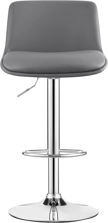 MINCETA Bar Stools,Modern Upholstered Swivel Stool with Back for Bar and Counter Height, Adjustable Height 24" to 34",Set of 4,PU in Dark Gray