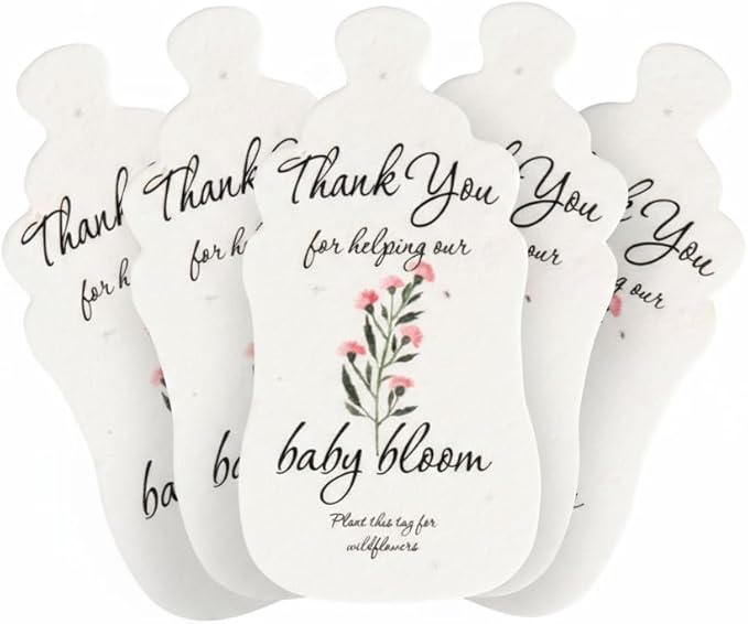 Plantable Bottle Shaped Seed Paper – 5 Pink Baby Shower Favors for Guests with Wildflower Seeds, Baby Shower Gifts for Guest